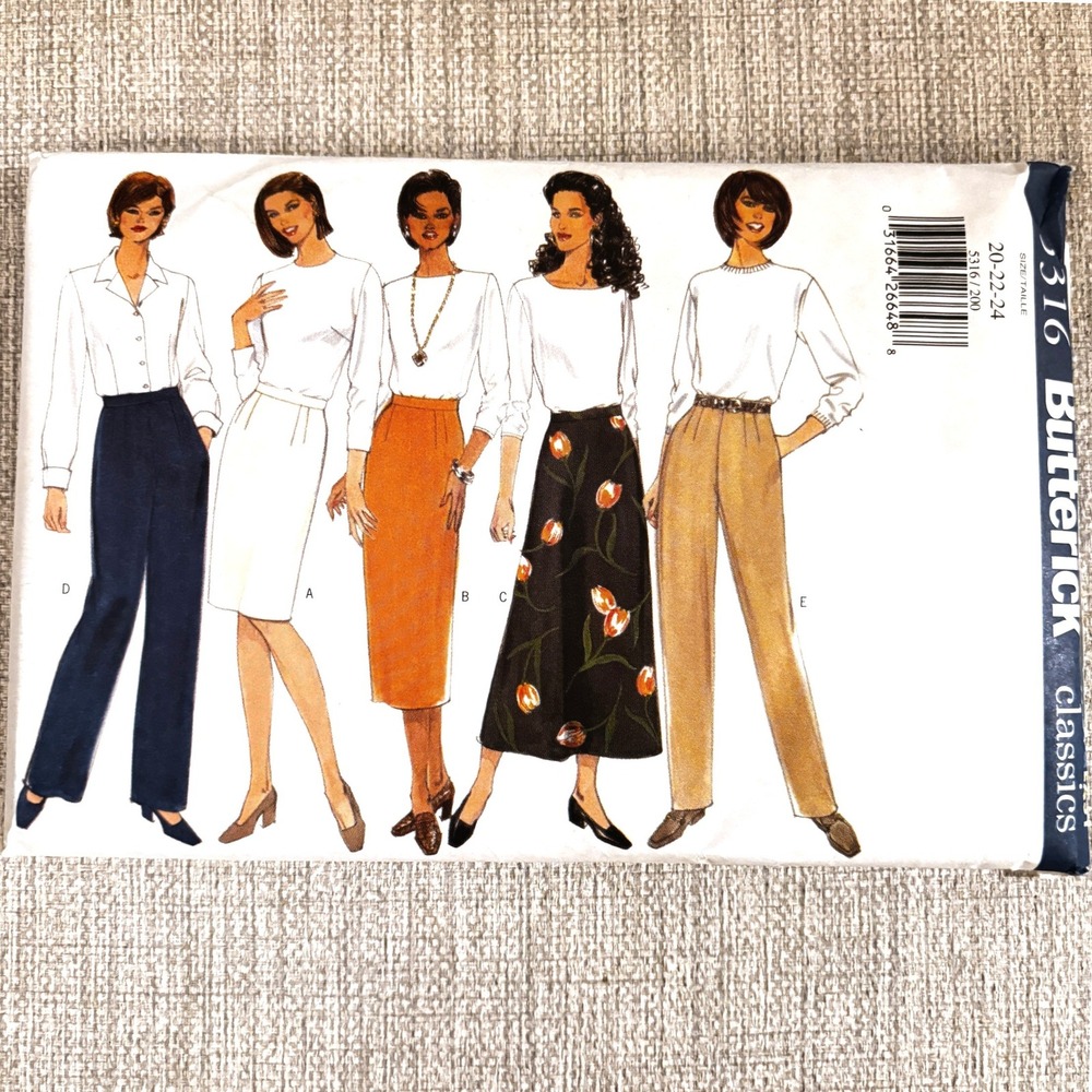 Butterick 5316 Fast & Easy Classic Skirts Pants Sz 20 22 24 Minimalist Capsule